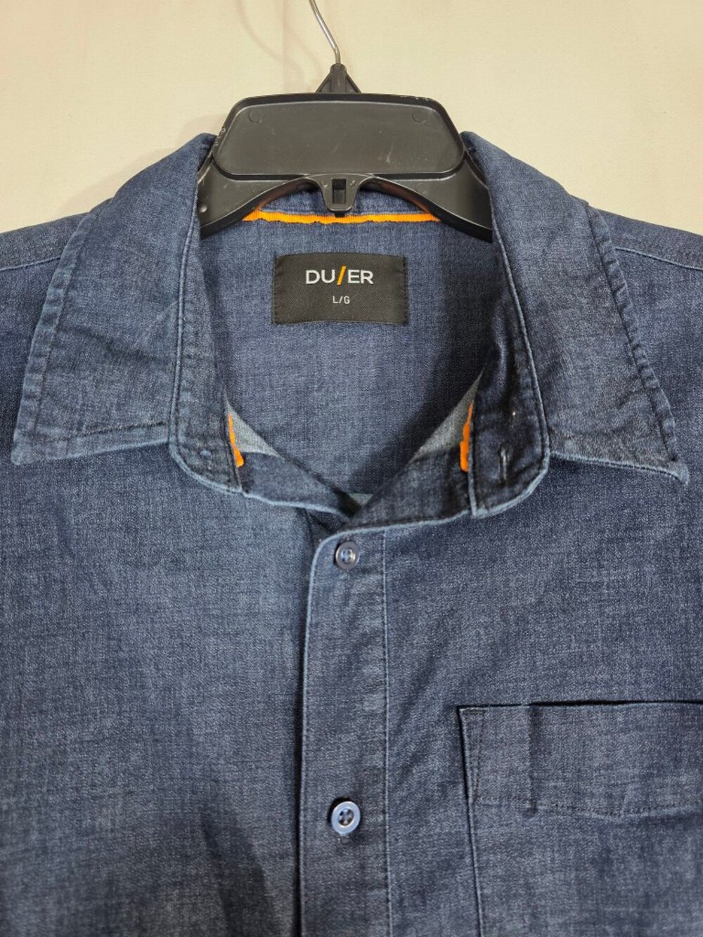 DUER Performance Denim Lite Button-Down Shirt Men's Size L